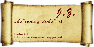 Jánossy Zoárd névjegykártya